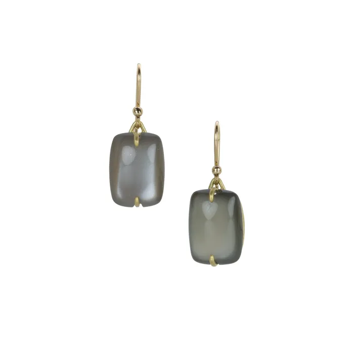 Gabriella Kiss Earrings Rectangular Gray Moonstone Pillow Earrings