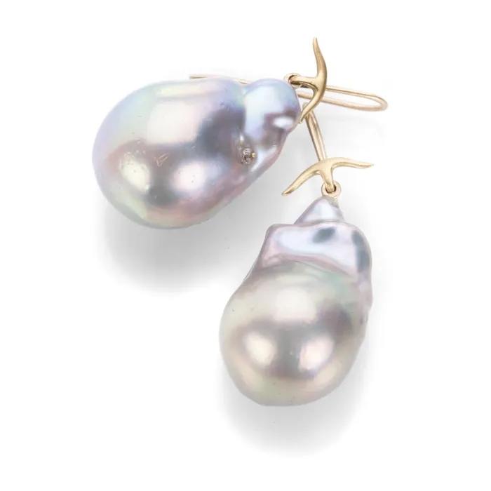 Gabriella Kiss Gray Freshwater Baroque Pearl Earrings Earrings