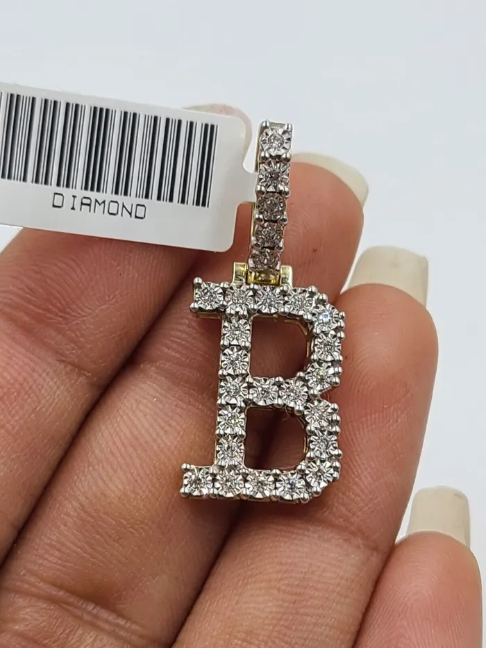 Globalwatches10 Charm Necklaces Real 10k Gold Diamond Letter B Initial Alphabet CharmPendant 125 Globalwatches10 Charm Necklaces Real 10k Gold Diamond Letter B Initial Alphabet CharmPendant 125