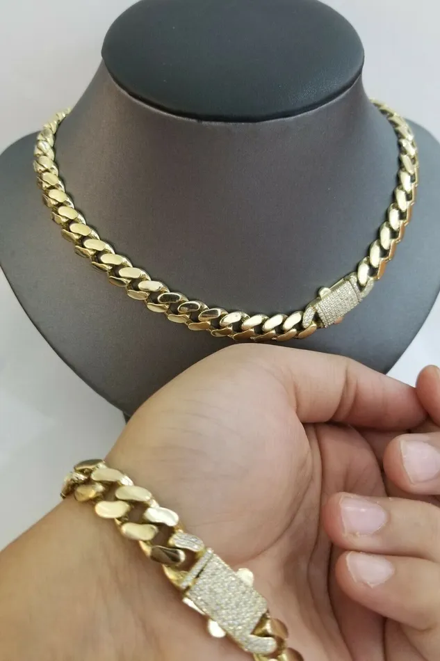 Globalwatches10 Necklaces 10k Yellow Gold Royal Miami Cuban Chain Bracelet 9 Set 10mm Monaco Necklace 24 Globalwatches10 Necklaces 10k Yellow Gold Royal Miami Cuban Chain Bracelet 9 Set 10mm Monaco Necklace 24