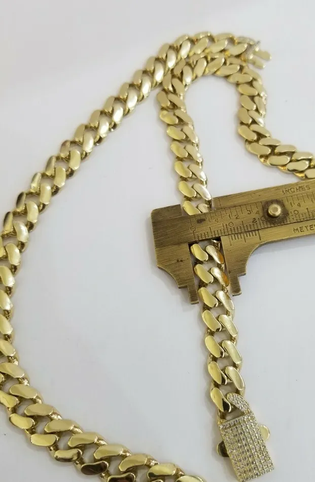 Globalwatches10 Necklaces 10k Yellow Gold Royal Miami Cuban Chain Bracelet 9 Set 10mm Monaco Necklace 24