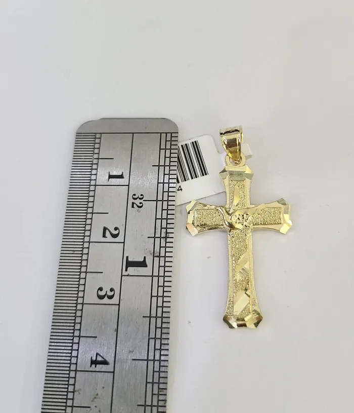 Gold and Diamond 10k Solid Rope Chain 2mm Necklace Jesus Cross Pendant Charm SET 1824 in Necklaces