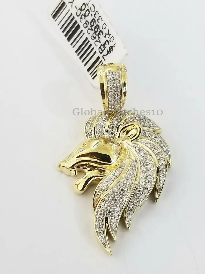 Gold and Diamond 10k Yellow Gold Mens King Lion Head CharmPendant with Real 033 CT Diamonds Necklaces Gold and Diamond 10k Yellow Gold Mens King Lion Head CharmPendant with Real 033 CT Diamonds Necklaces