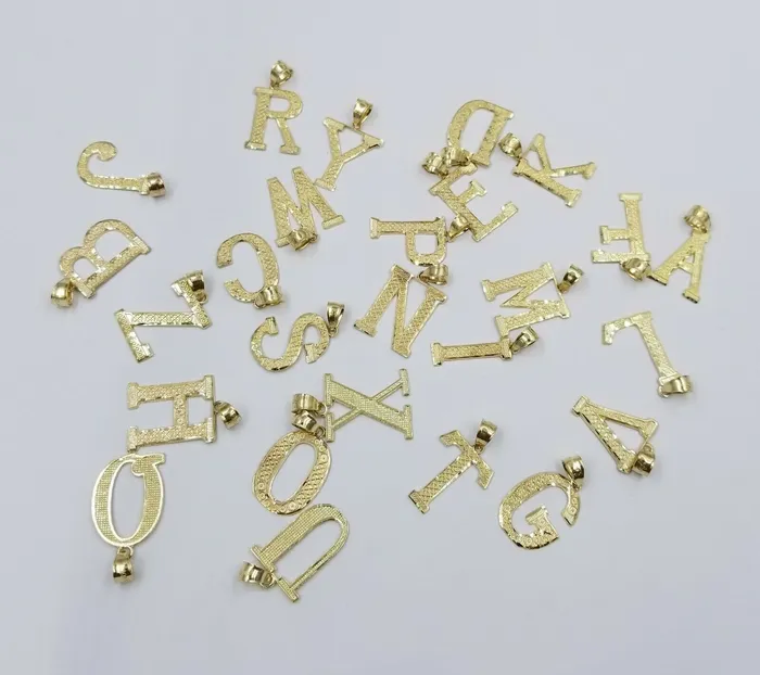 Gold and Diamond Charm Necklaces Real 10k Yellow Gold AZ Initials Alphabet Charm Pendent Diamond Cut Men Women Gold and Diamond Charm Necklaces Real 10k Yellow Gold AZ Initials Alphabet Charm Pendent Diamond Cut Men Women