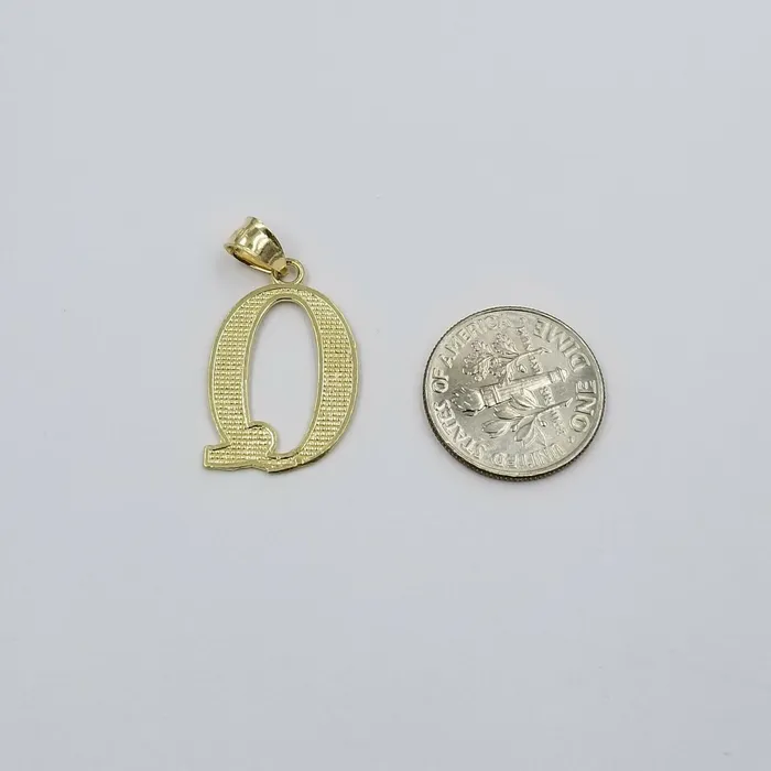 Gold and Diamond Charm Necklaces Real 10k Yellow Gold AZ Initials Alphabet Charm Pendent Diamond Cut Men Women
