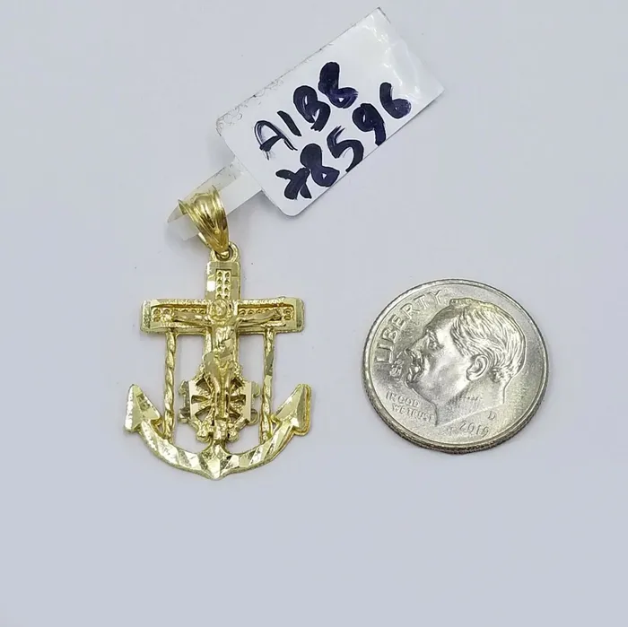 Gold and Diamond Necklaces 10k Gold Anchor Pendent Rope Chain 25mm 18 20 22 24 26 10kt Necklace Cham