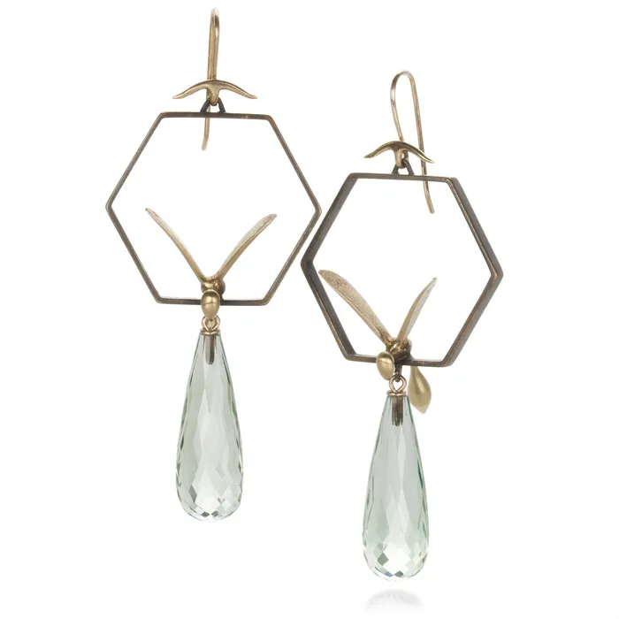 Honeycomb Wasps with Green Amethyst Earrings Gabriella Kiss Earrings