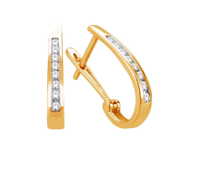 Independent Jewellers Earrings 10kt Yellow Gold 100cttw Diamond Oval Hoop Earring