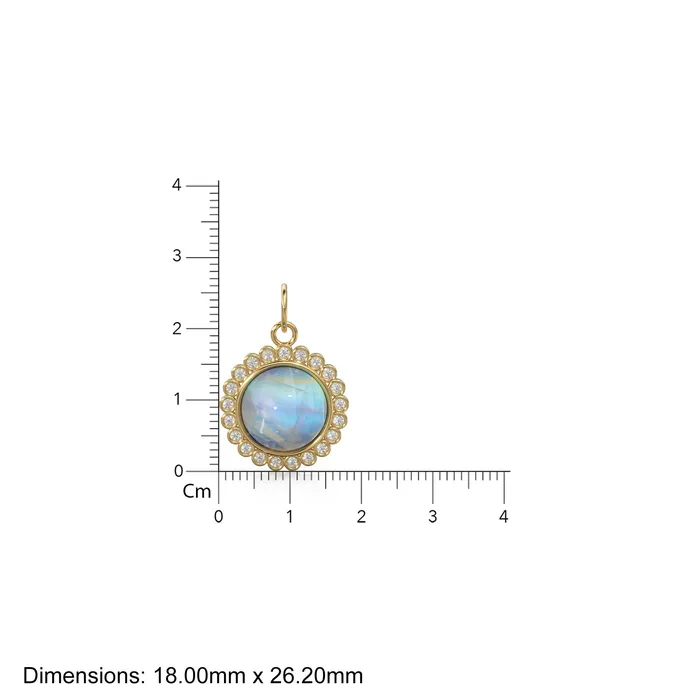Jalvi Co Necklaces 26mm 14K Solid Yellow Gold Diamond Rainbow Moonstone Round Coin Shape Charm Necklace Pendant Jalvi Co Necklaces 26mm 14K Solid Yellow Gold Diamond Rainbow Moonstone Round Coin Shape Charm Necklace Pendant