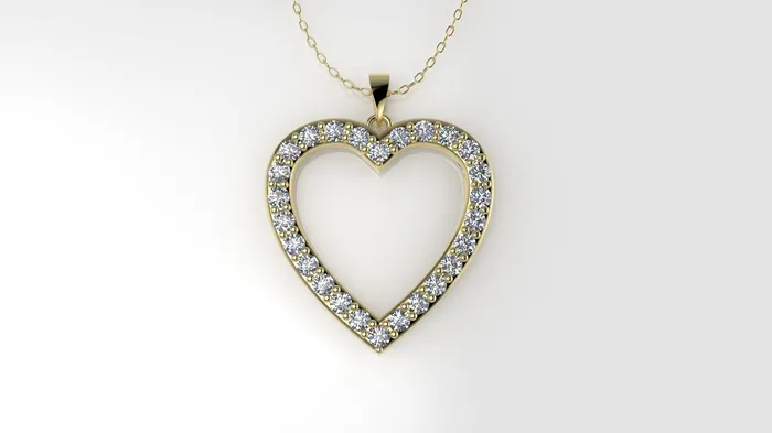 JCM DESIGN JEWELRY Necklaces 14K Pendant with 26 Diamonds 15mm each STT Prong Heart Style JCM DESIGN JEWELRY Necklaces 14K Pendant with 26 Diamonds 15mm each STT Prong Heart Style