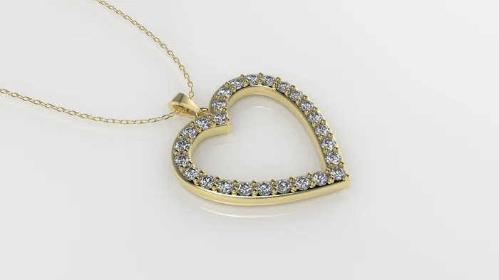 JCM DESIGN JEWELRY Necklaces 14K Pendant with 26 Diamonds 15mm each STT Prong Heart Style