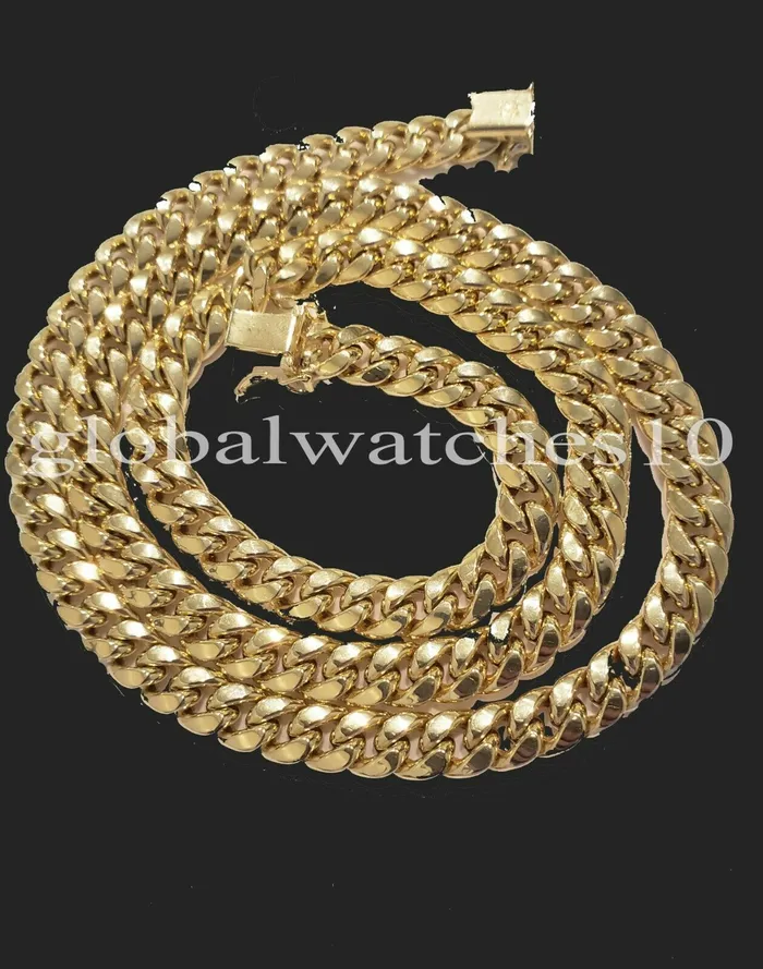 Necklaces Gold and Diamond 10k Mens Gold Chain Miami Royal Design Cuban Link Box Lock 71mm 18 inch Real Necklaces Gold and Diamond 10k Mens Gold Chain Miami Royal Design Cuban Link Box Lock 71mm 18 inch Real
