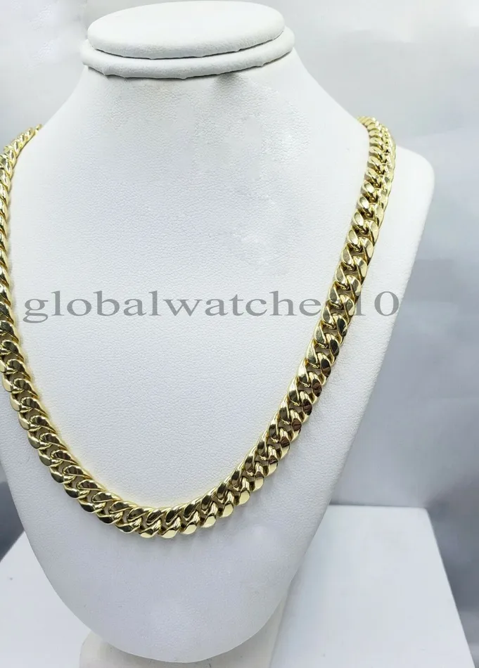 Necklaces Gold and Diamond 10k Mens Gold Chain Miami Royal Design Cuban Link Box Lock 71mm 18 inch Real