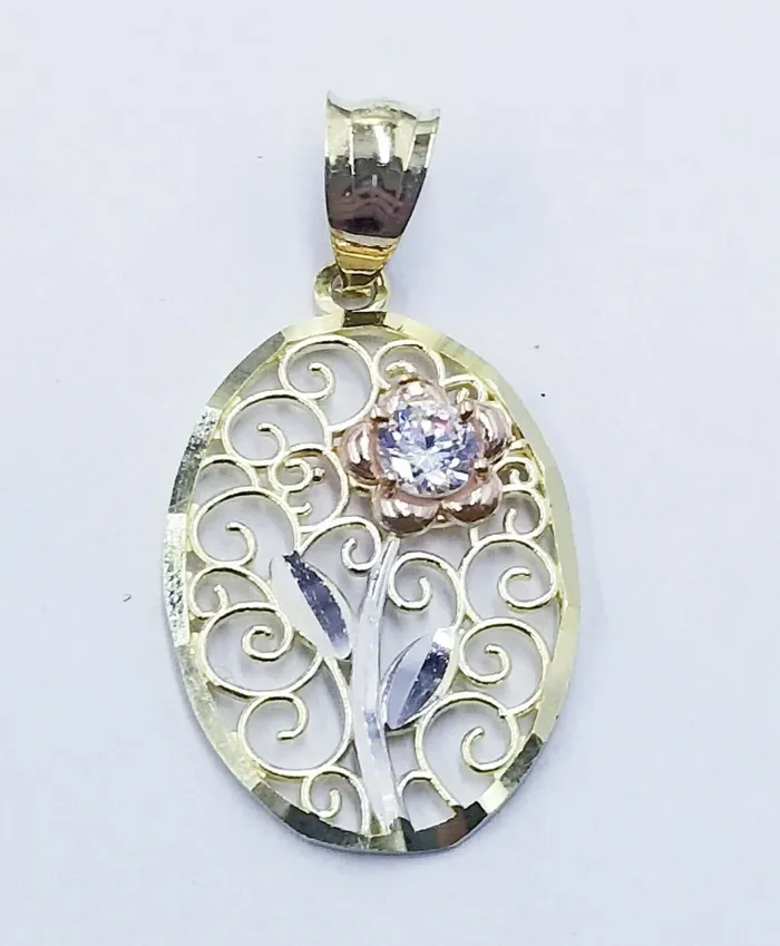 Necklaces Gold and Diamond 10k Yellow Gold Rope Chain Flower Pendant Diamond cut 18 20 22 24 26 28