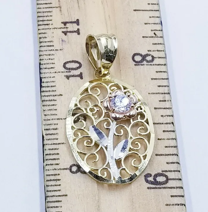 Necklaces Gold and Diamond 10k Yellow Gold Rope Chain Flower Pendant Diamond cut 18 20 22 24 26 28