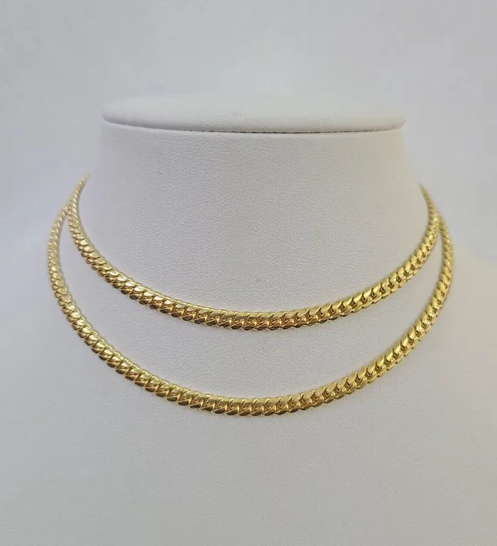 Necklaces Gold and Diamond 18k Solid Miami Cuban Chain Yellow Gold 4mm 24 Inch Genuine Necklace Real Necklaces Gold and Diamond 18k Solid Miami Cuban Chain Yellow Gold 4mm 24 Inch Genuine Necklace Real