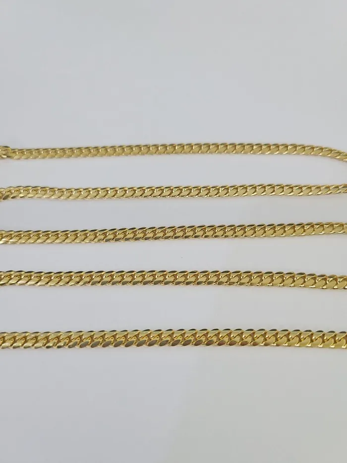 Necklaces Gold and Diamond 18k Solid Miami Cuban Chain Yellow Gold 4mm 24 Inch Genuine Necklace Real