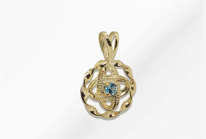 Necklaces JCM DESIGN JEWELRY 14K Slim Twist Aquamarine Stone Pendant