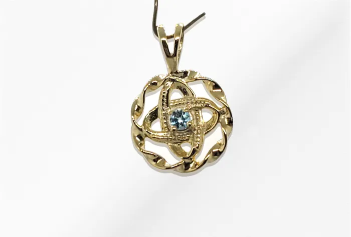 Necklaces JCM DESIGN JEWELRY 14K Slim Twist Aquamarine Stone Pendant
