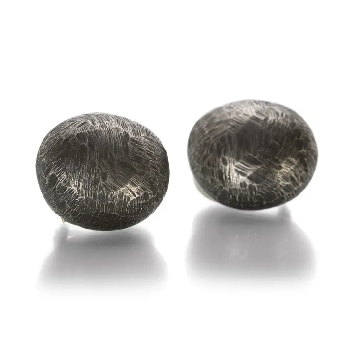 Oxidized Silver 3D Pebble Earrings John Iversen Earrings