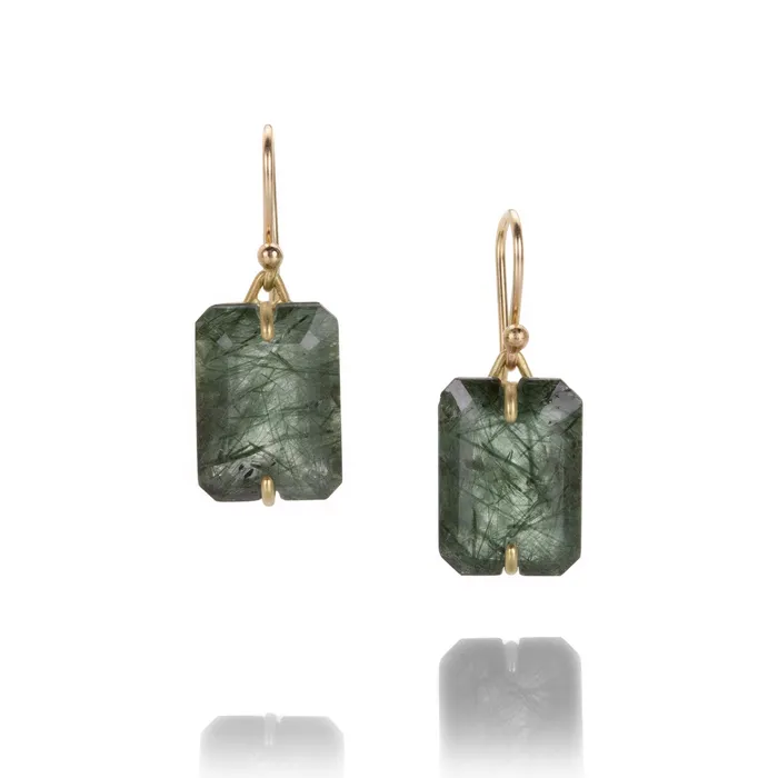 Rectangular Green Rutile Quartz Earrings Gabriella Kiss Earrings