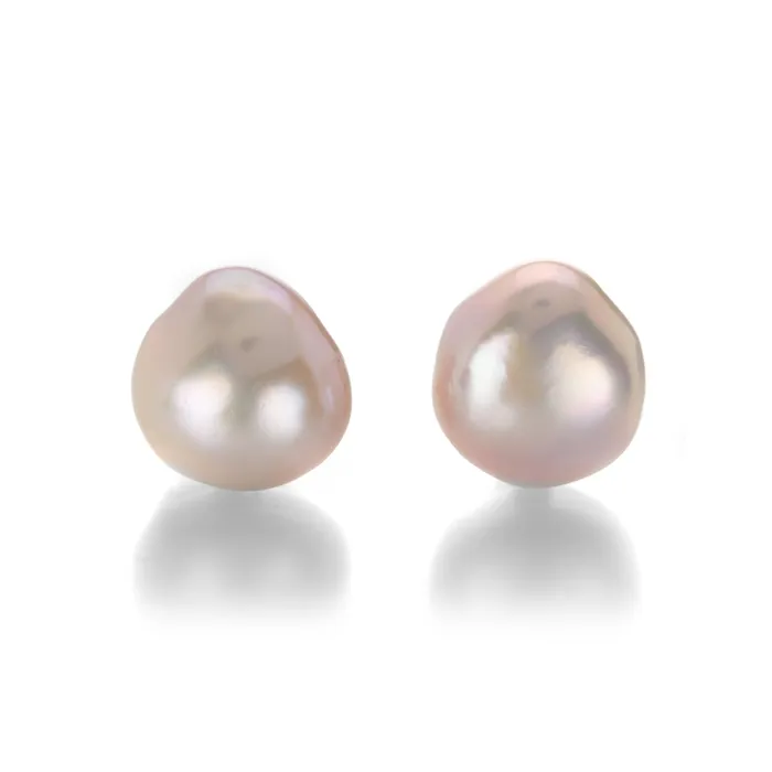 Soft Pink Button Stud Earrings Maria Beaulieu Earrings