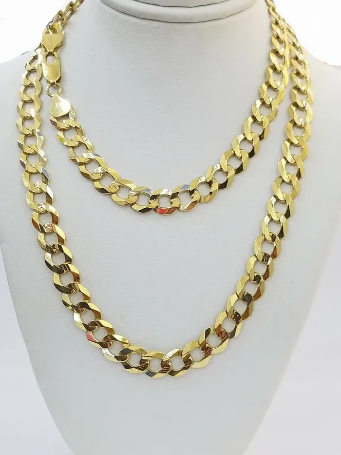 Solid 9mm 14k Gold Cuban curb Link chain Necklace 22 Inch Real 14kt Yellow Gold Gold and Diamond Necklaces Solid 9mm 14k Gold Cuban curb Link chain Necklace 22 Inch Real 14kt Yellow Gold Gold and Diamond Necklaces