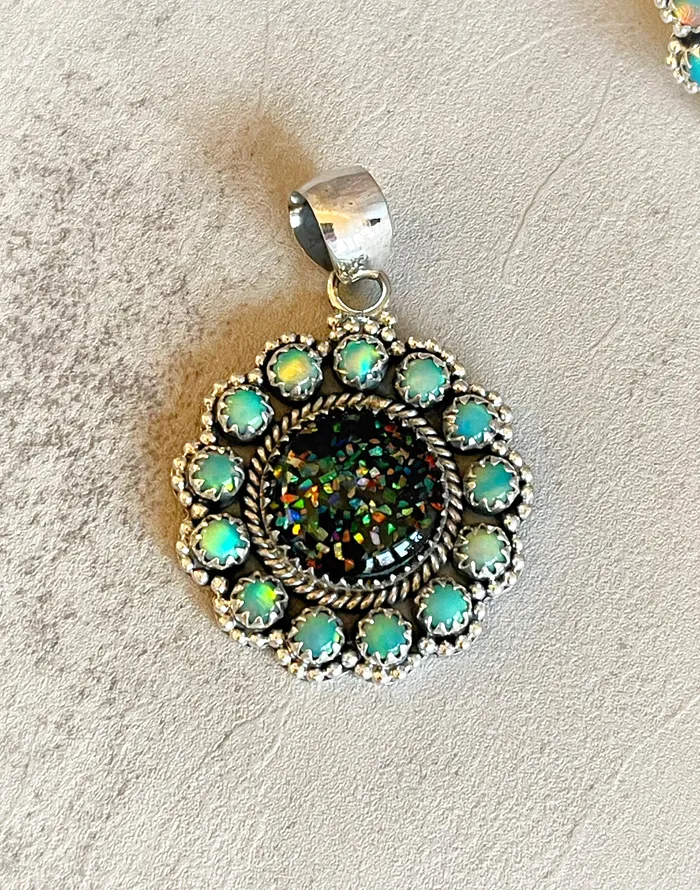 SophiaRene Boutique Sterling Silver Opal Aurora Opal Custom Pendant Necklaces