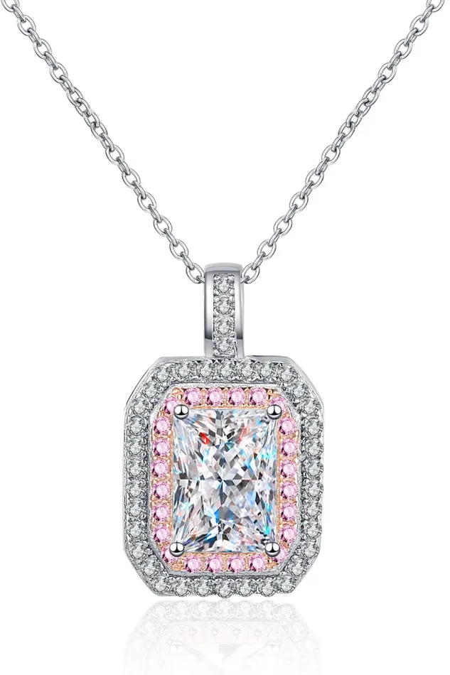 Trendsi 1 Carat Moissanite Geometric Pendant Chain Necklace Necklaces