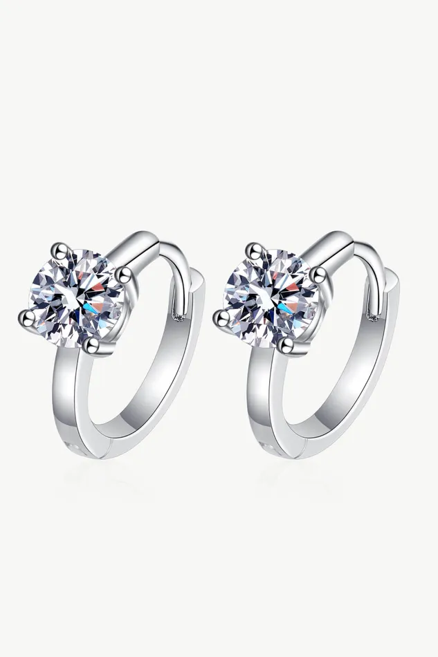 Trendsi Earrings 1 Carat Moissanite Huggie Earrings