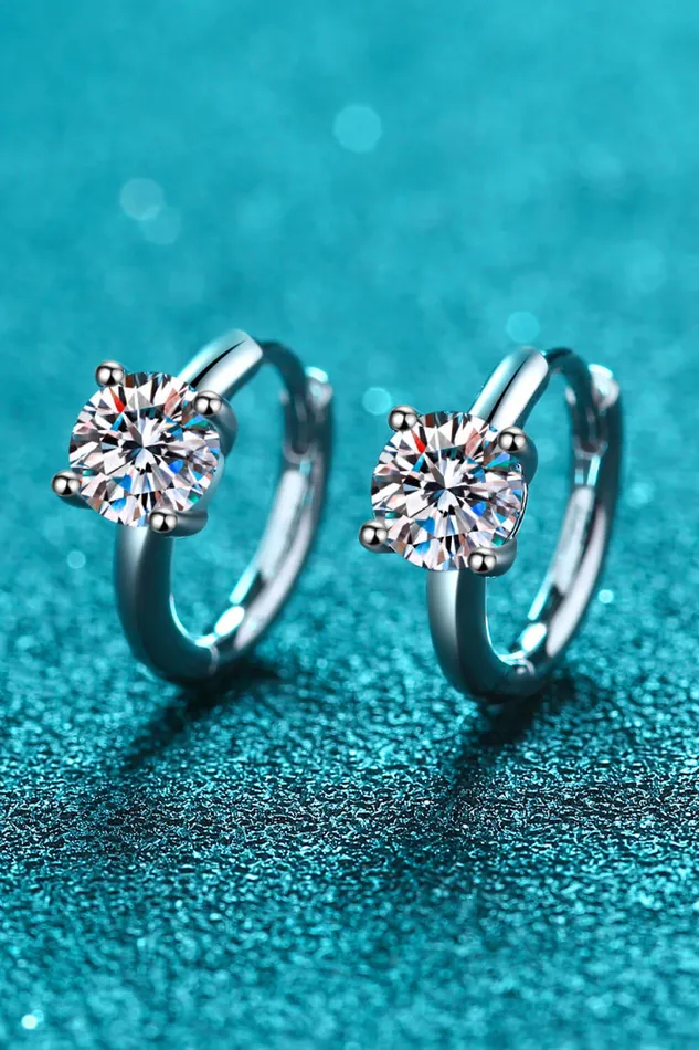 Trendsi Earrings 1 Carat Moissanite Huggie Earrings