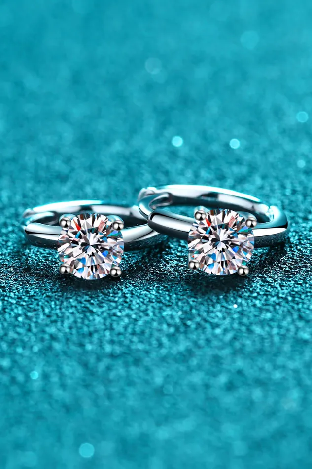 Trendsi Earrings 1 Carat Moissanite Huggie Earrings