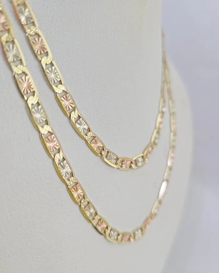 Valentino 14k Valentino Chain Trio Gold Necklace Womens Link 24 inches 4mm Diamond Cuts Necklaces Valentino 14k Valentino Chain Trio Gold Necklace Womens Link 24 inches 4mm Diamond Cuts Necklaces