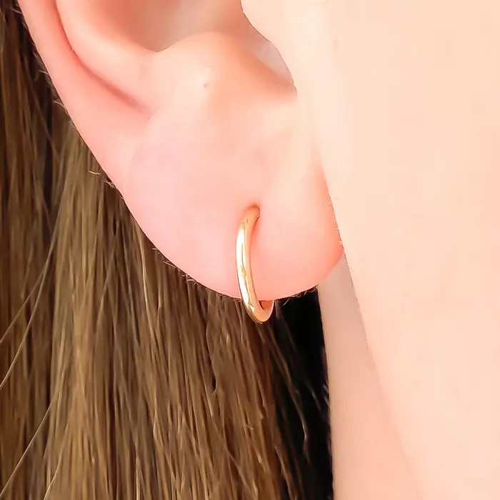 9mm Hoop Earrings with Post 14K Gold Filled Hoops By Hand Earrings