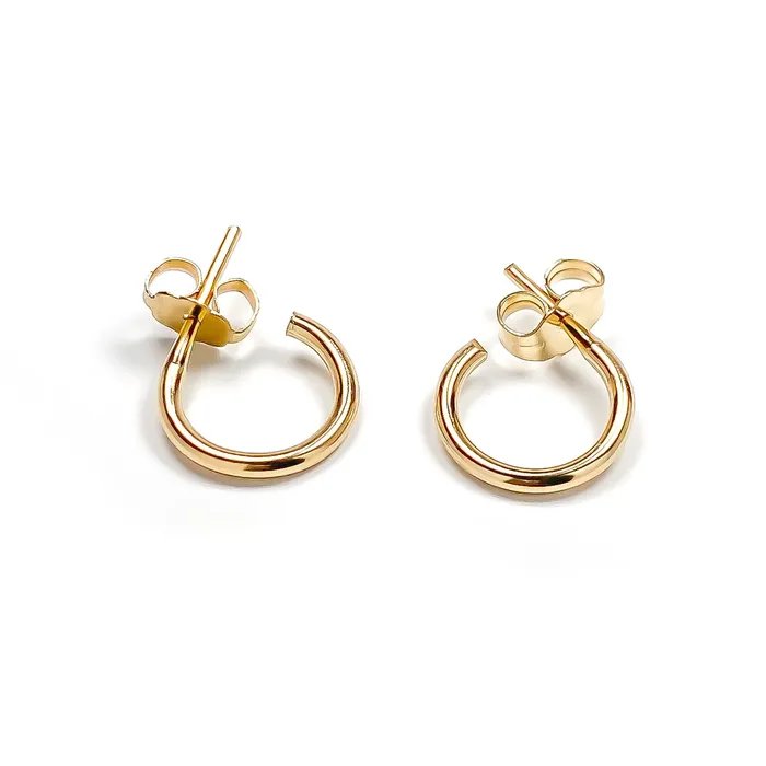 9mm Hoop Earrings with Post 14K Gold Filled Hoops By Hand Earrings 9mm Hoop Earrings with Post 14K Gold Filled Hoops By Hand Earrings