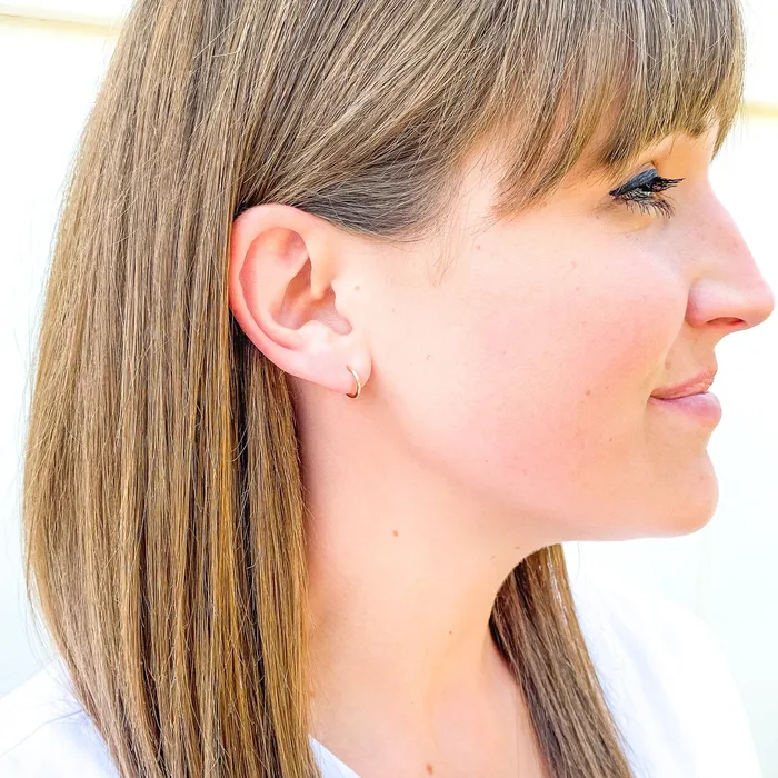 9mm Hoop Earrings with Post 14K Gold Filled Hoops By Hand Earrings 9mm Hoop Earrings with Post 14K Gold Filled Hoops By Hand Earrings