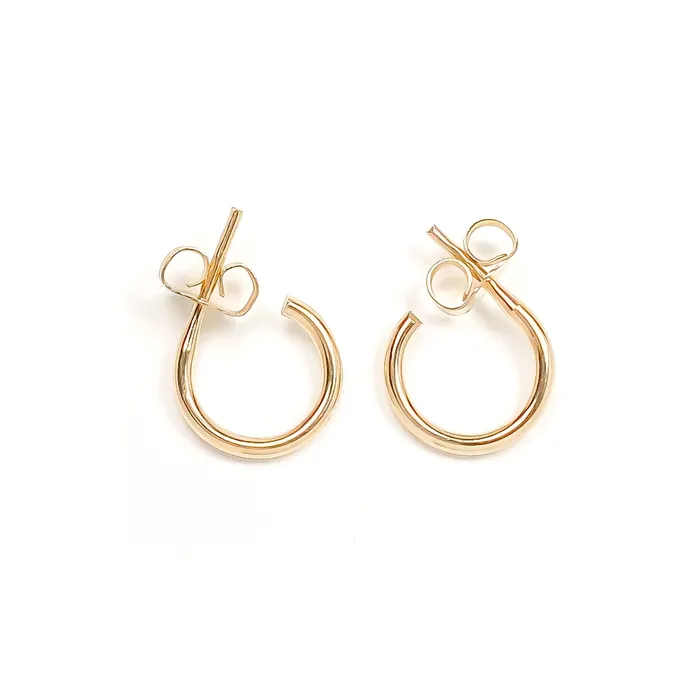 9mm Hoop Earrings with Post 14K Gold Filled Hoops By Hand Earrings 9mm Hoop Earrings with Post 14K Gold Filled Hoops By Hand Earrings