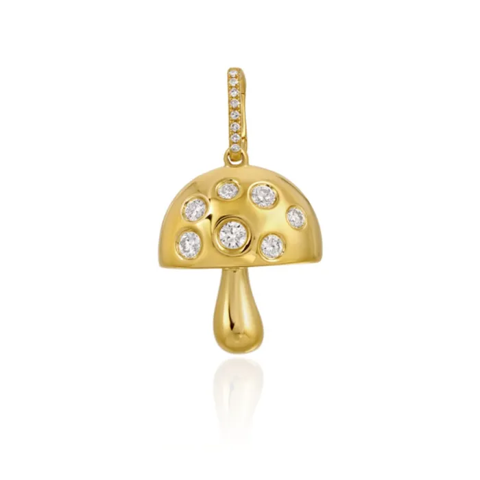 Alev Collection Charm Necklaces Scattered Diamonds Mushroom Charm