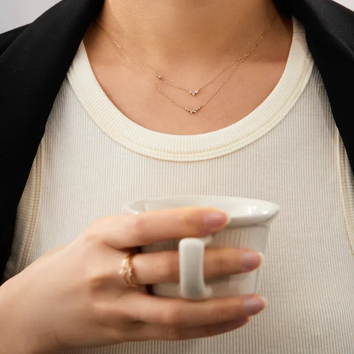 Aurelie Gi Necklaces ADORA Pear and Round White Sapphire Necklace