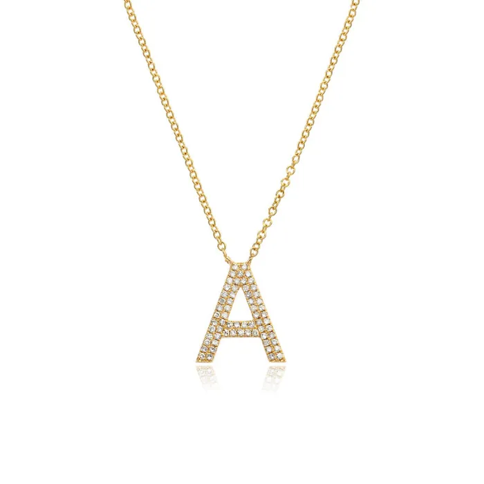 Double Row Pave Initial Necklace Alev Collection Necklaces