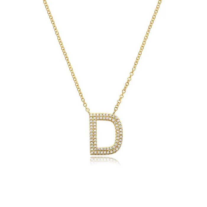 Double Row Pave Initial Necklace Alev Collection Necklaces