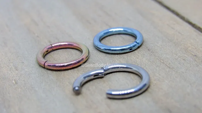 Earrings SirenBodyJewelry Titanium hinged segment piercing ring 14g 51612 hoop ear septum nipple rings