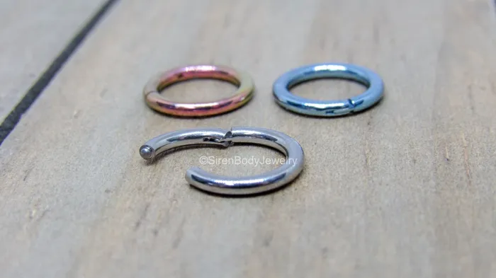 Earrings SirenBodyJewelry Titanium hinged segment piercing ring 14g 51612 hoop ear septum nipple rings