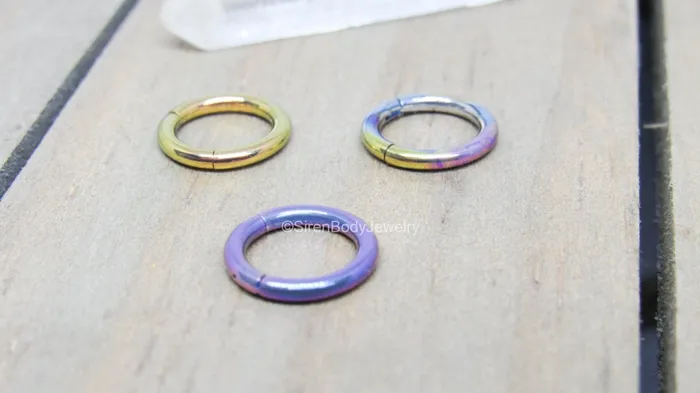Earrings SirenBodyJewelry Titanium hinged segment piercing ring 14g 51612 hoop ear septum nipple rings