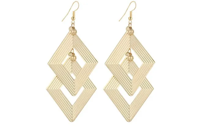 Earrings sparklingselections Double Symmetry Rhombus Dangle Long Earrings For Women Earrings sparklingselections Double Symmetry Rhombus Dangle Long Earrings For Women