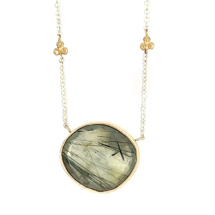 Emily Amey Jewelry Necklaces Rutile in Prehnite Necklace 14k gold and sterling silver