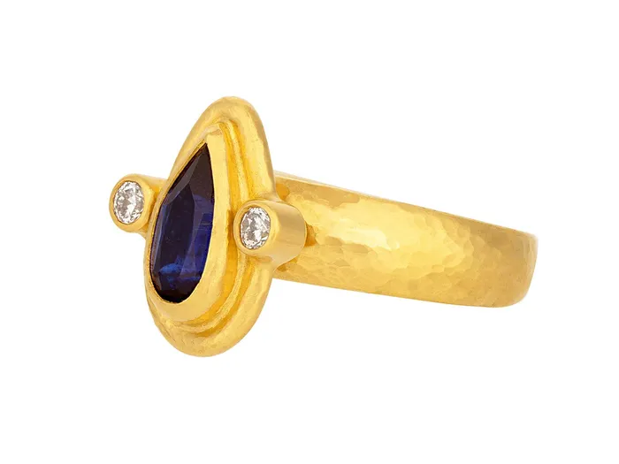GG GOLD OOAK Rings GURHAN Muse Gold Kyanite Cocktail Ring 10x5mm Teardrop set in Wide Frame GG GOLD OOAK Rings GURHAN Muse Gold Kyanite Cocktail Ring 10x5mm Teardrop set in Wide Frame