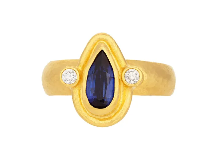GG GOLD OOAK Rings GURHAN Muse Gold Kyanite Cocktail Ring 10x5mm Teardrop set in Wide Frame GG GOLD OOAK Rings GURHAN Muse Gold Kyanite Cocktail Ring 10x5mm Teardrop set in Wide Frame
