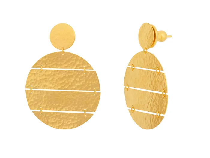 GURHAN Lush Gold Single Drop Earrings Large Round Segmented Flake GG GOLD NEW Earrings GURHAN Lush Gold Single Drop Earrings Large Round Segmented Flake GG GOLD NEW Earrings