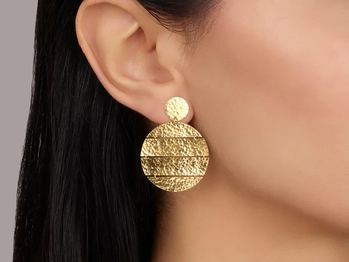 GURHAN Lush Gold Single Drop Earrings Large Round Segmented Flake GG GOLD NEW Earrings GURHAN Lush Gold Single Drop Earrings Large Round Segmented Flake GG GOLD NEW Earrings